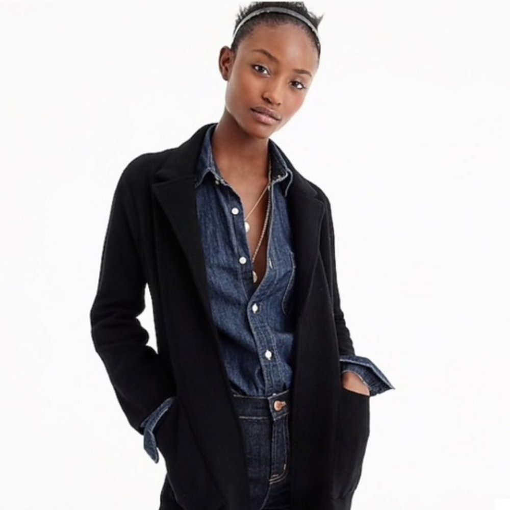 J.Crew Sophie Open Front Sweater Blazer H2180 Black, Size PXS